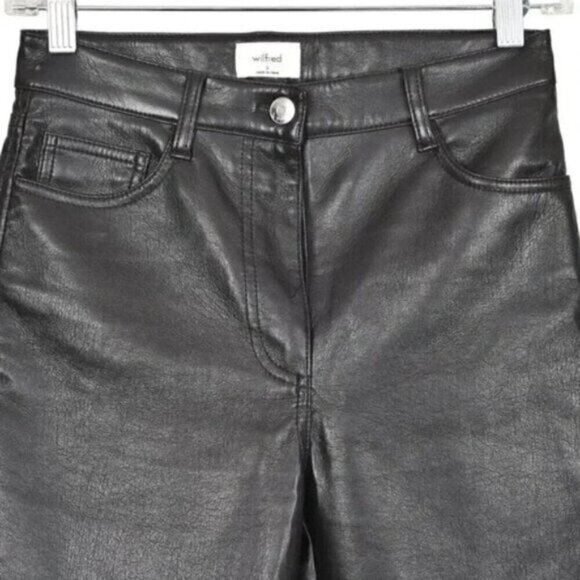 Aritzia  Wildred The Melina Cropped Pant Vegan Leather Black Size 0 - Picture 5 of 12